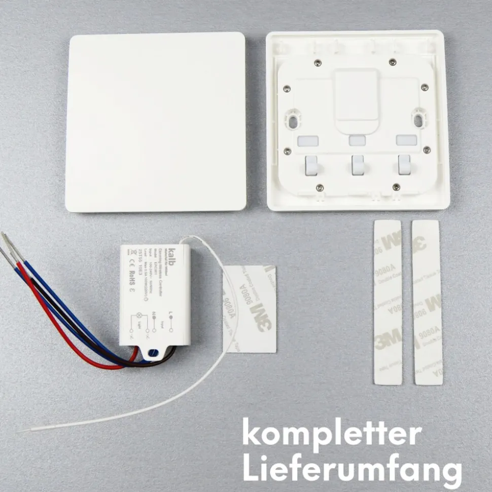 Schalter und Empfänger Funkschalter SET für LED Beleuchtung 230V Montage an der Wand Taster Drahtlos Kinetisch Batterielos