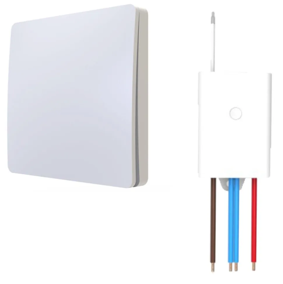 Schalter und Empfänger Funkschalter SET für LED Beleuchtung 230V Montage an der Wand Taster Drahtlos Kinetisch Batterielos