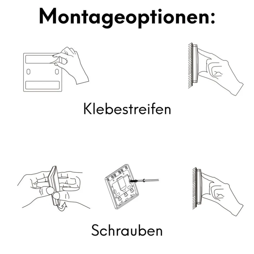 Schalter und Empfänger Funkschalter SET für LED Beleuchtung 230V Montage an der Wand Taster Drahtlos Kinetisch Batterielos