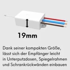 Schalter und Empfänger Funkschalter SET für LED Beleuchtung 230V Montage an der Wand Taster Drahtlos Kinetisch Batterielos