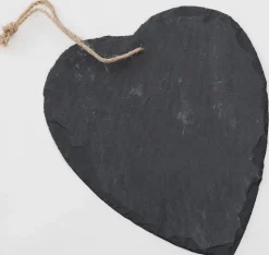 Schieferherz zum Aufhängen mit Juteband Schiefertafel Dekoration Wandeko (6, 17 cm Herz)