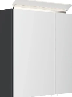 Spiegelschrank 60cm inkl. Design LED-Lampe und Glasböden weiss hochglanz