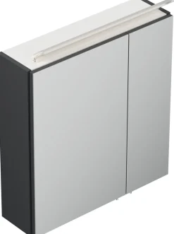 Spiegelschrank 60cm inkl. Design LED-Lampe und Glasböden weiss hochglanz