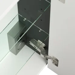 Spiegelschrank 60cm inkl. Design LED-Lampe und Glasböden weiss hochglanz