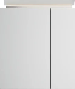 Spiegelschrank 60cm inkl. Design LED-Lampe und Glasböden weiss hochglanz