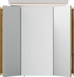 Spiegelschrank 70cm inkl. Design LED-Lampe und Glasböden weiss hochglanz