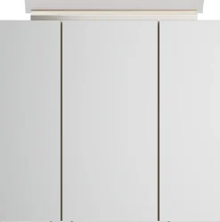 Spiegelschrank 70cm inkl. Design LED-Lampe und Glasböden weiss hochglanz