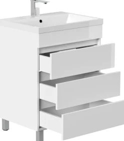 Stand Badmöbel Fellini 60 SoftClose eiche gold mit drei grifflosen Schubladen