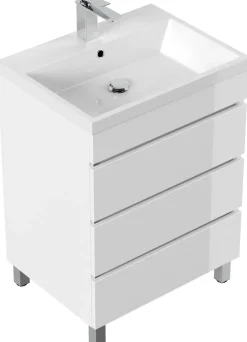 Stand Badmöbel Fellini 60 SoftClose eiche gold mit drei grifflosen Schubladen
