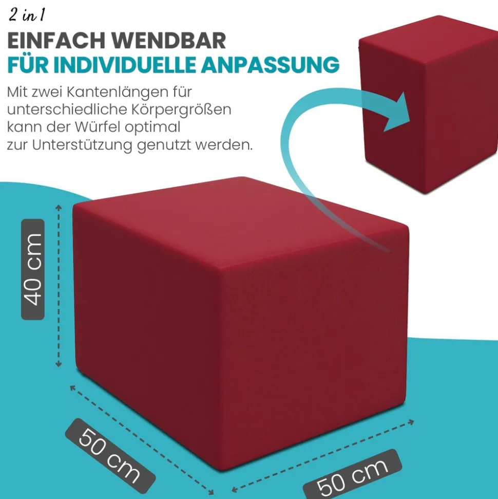 Stufenlagerungswürfel, Stufenbett, 40x50x50cm, Rot