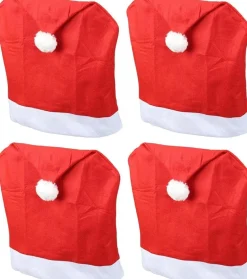 Stuhlhussen 4er Set Schwingstuhl Weihnachten I Rot I Nikolausmütze I Stuhlbezug Weihnachten Deko Weihnachtsmütze Stuhlabdeckung Stuhlbezug 4er Set