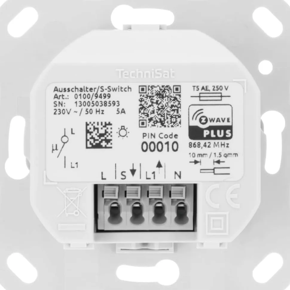 TechniSat Ausschalter-Einsatz | Z-Wave Unterputz-Schalter für Gira System 55