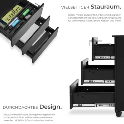 tectake® Aktenrollschrank, aus pulverbeschichtetem Stahl, herausnehmbarer Einsatz für Büroutensilien, 39 x 45 x 55 cm