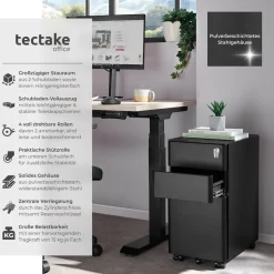 tectake® Aktenrollschrank, aus pulverbeschichtetem Stahl, herausnehmbarer Einsatz für Schreibutensilien, 30 x 50 x 59,5 cm