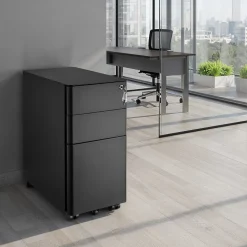 tectake® Aktenrollschrank, aus pulverbeschichtetem Stahl, herausnehmbarer Einsatz für Schreibutensilien, 30 x 50 x 59,5 cm