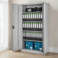 tectake® Aktenschrank, aus pulverbeschichtetem Stahl, 4 höhenverstellbare Einlegeböden, 180 x 80 x 40 cm