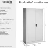 tectake® Aktenschrank, aus pulverbeschichtetem Stahl, 4 höhenverstellbare Einlegeböden, 180 x 90 x 40 cm