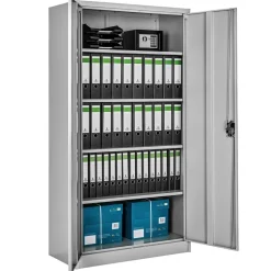 tectake® Aktenschrank, aus pulverbeschichtetem Stahl, 4 höhenverstellbare Einlegeböden, 180 x 90 x 40 cm