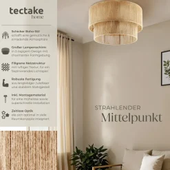 tectake® Deckenleuchte , Boho-Stil, Stahlgestell, 45 x 25 cm