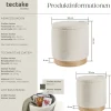tectake® 2er Set Sitzhocker mit Stauraum, rund, gepolstert, mit Bouclé-Bezug