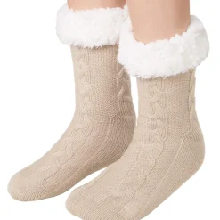 tectake® Kuschelsocken mit Muster beige