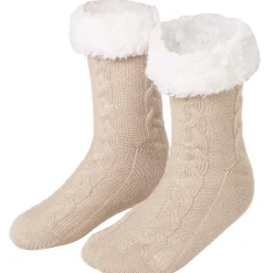 tectake® Kuschelsocken mit Muster beige