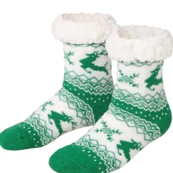 tectake® Kuschelsocken mit Rentier-Motiv grün-weiß