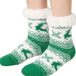 tectake® Kuschelsocken mit Rentier-Motiv grün-weiß