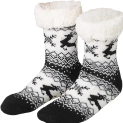 tectake® Kuschelsocken mit Rentier-Motiv schwarz-weiß