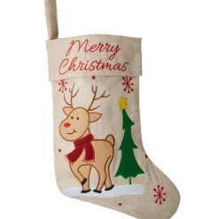 tectake® Nikolausstiefel in Jute-Optik, zum Befüllen, großes Fassungsvermögen, 26 x 36,5 cm