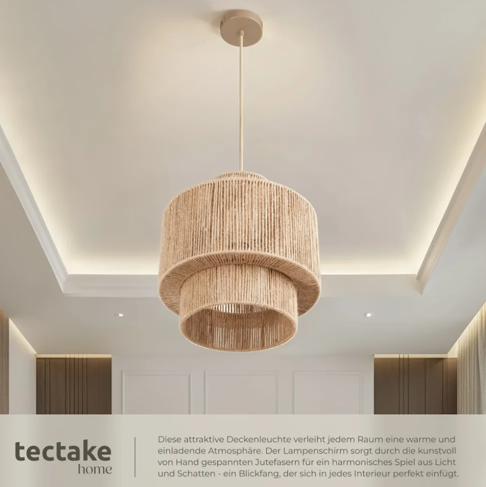tectake® Pendelleuchte, Boho-Stil, Wickeltechnik, 40 W, Stahlgestell, 32 x 33 cm