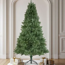 tectake® Weihnachtsbaum, künstlich in Grün, mit Spritzgussnadeln, formbar mit viel Volumen, pulverbeschichteter Metallständer mit Kunststoffkappen