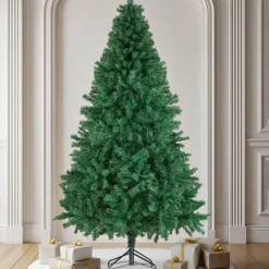 tectake® Weihnachtsbaum , künstlich in Grün, mit dichten Nadeln, formbar mit viel Volumen, pulverbeschichteter Metallständer mit Kunststoffkappen