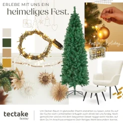 tectake® Weihnachtsbaum, verschiedene Größen, künstlich in Grün, mit dichten Nadeln, formbar mit viel Volumen, pulverbeschichteter Metallständer mit Kunststoffkappen