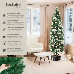 tectake® Weihnachtsbaum, verschiedene Größen, künstlich in Grün, mit dichten Nadeln, formbar mit viel Volumen, pulverbeschichteter Metallständer mit Kunststoffkappen