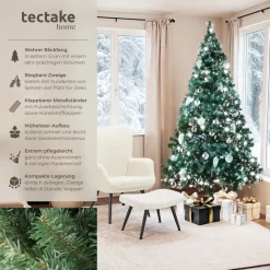 tectake® Weihnachtsbaum, verschiedene Größen, künstlich in Grün, formbar mit viel Volumen, inklusive Metallständer mit Kunststoffkappen