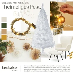 tectake® Weihnachtsbaum, verschiedene Größen, künstlich in Weiß, formbar mit viel Volumen, inklusive Metallständer mit Kunststoffkappen