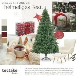 tectake® Weihnachtsbaum, verschiedene Größen, künstlich in Grün, mit PVC- und Spritzgussnadeln, formbar mit viel Volumen, pulverbeschichteter Metallständer mit Kunststoffkappen