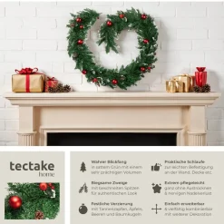 tectake® Weihnachtsgirlande, naturgetreu, 270 cm, 180 Zweige, mit Schlaufe zum Aufhängen