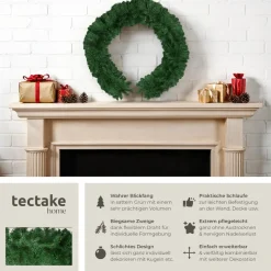 tectake® Weihnachtsgirlande, naturgetreu, 180 Zweige, mit Schlaufe zum Aufhängen