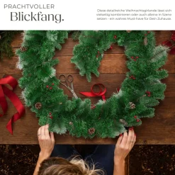 tectake® Weihnachtsgirlande, naturgetreu, 270 cm, 180 Zweige, mit Schlaufe zum Aufhängen