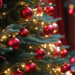 tectake® Weihnachtskugeln, 24er-Set in Rot, matt, glänzend und glitzernd, Durchmesser 4 cm