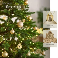 tectake® Weihnachtskugeln, 100er-Set in Gold, matt, glänzend und glitzernd, Durchmesser 3, 4 und 6 cm