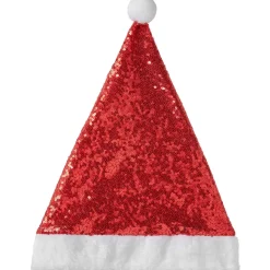 tectake® Weihnachtsmütze mit roten Pailletten