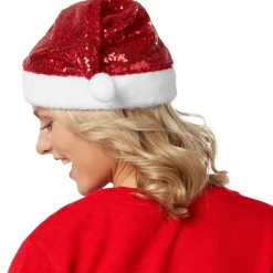 tectake® Weihnachtsmütze mit roten Pailletten
