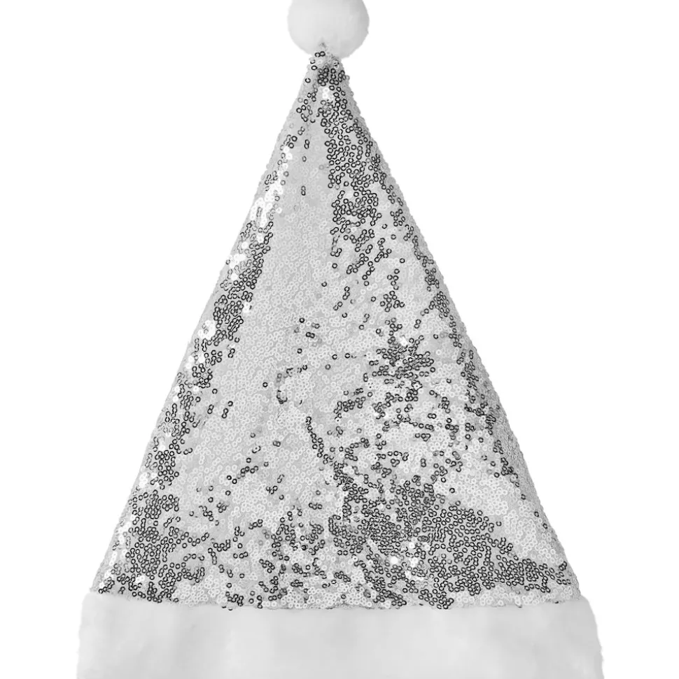 tectake® Weihnachtsmütze mit silbernen Pailletten
