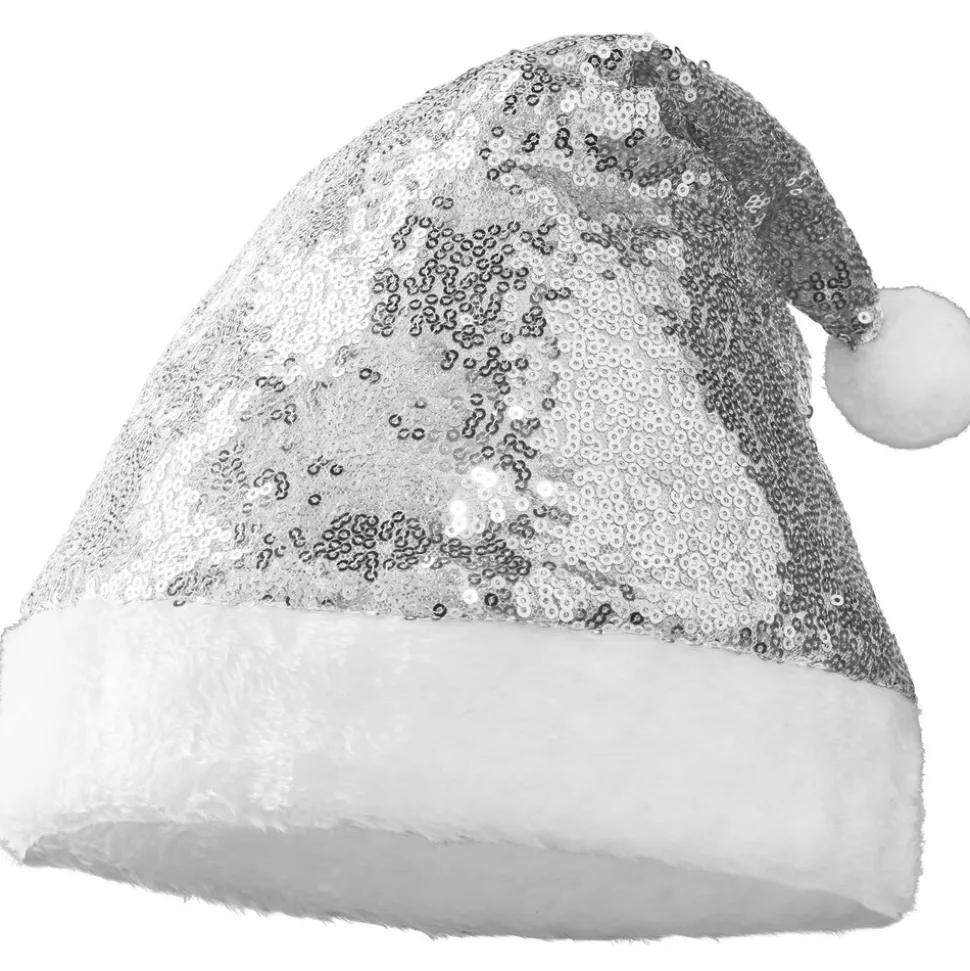 tectake® Weihnachtsmütze mit silbernen Pailletten