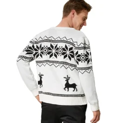 tectake® Weihnachtspullover Winterland weiß-schwarz