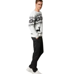 tectake® Weihnachtspullover Winterland weiß-schwarz