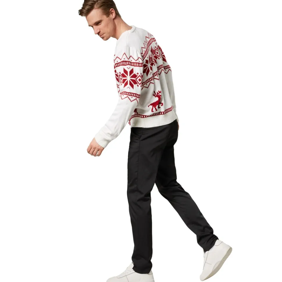 tectake® Weihnachtspullover Winterland weiß-rot